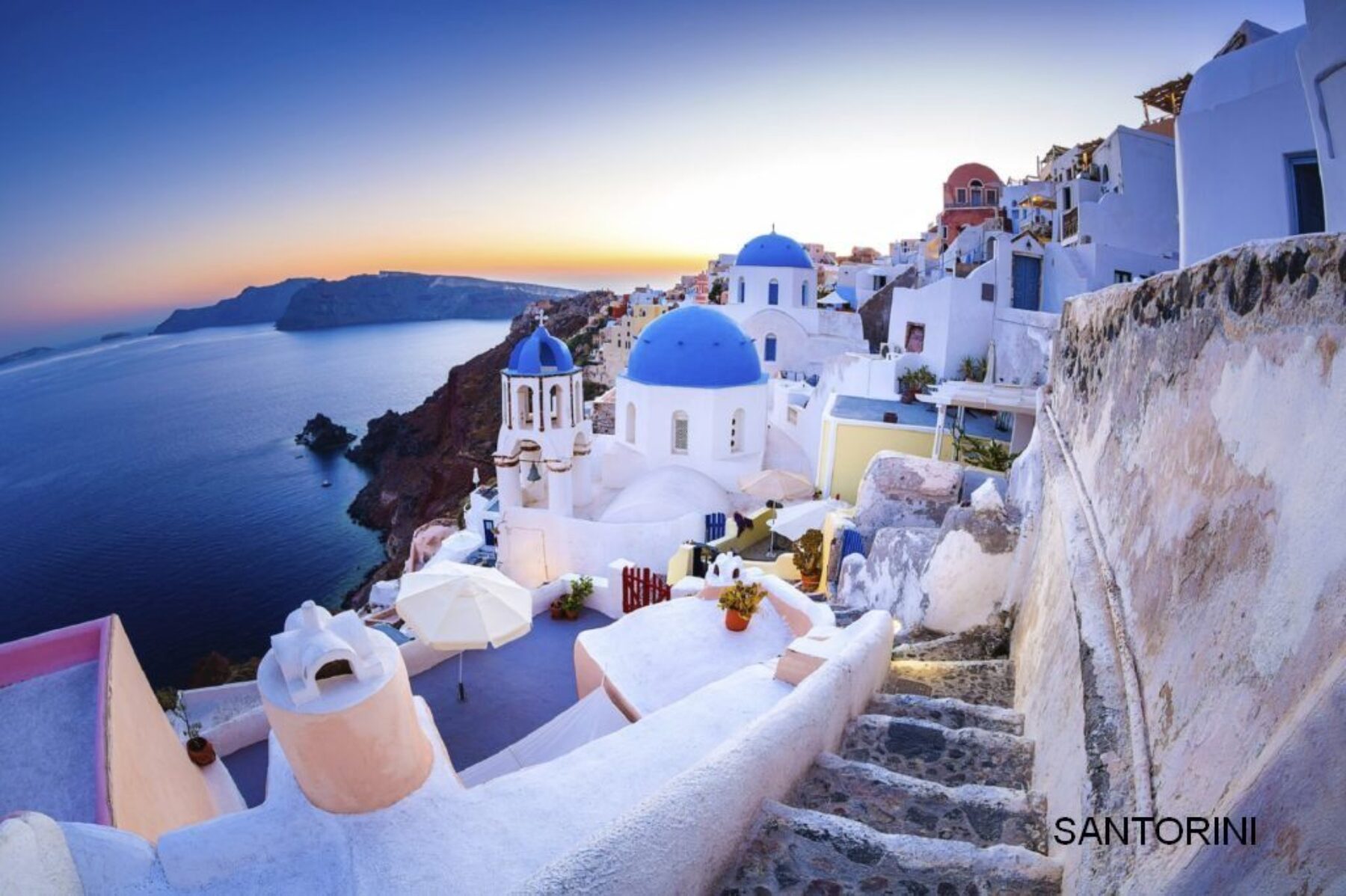 Santorini Oia village at dusk